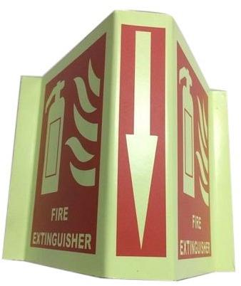 Rectangular Acrylic Fire Extinguisher Sign Board, Color : Red