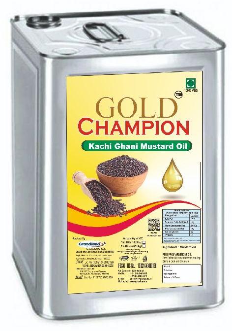Gold Champion Machine Natural Mustard Oil, for Cooking, Packaging Size : 15kg /15 ltr