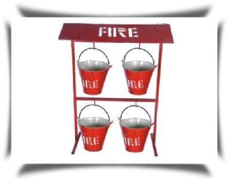 SST Polished Printed Metal Fire Bucket, Capacity : 10ltr