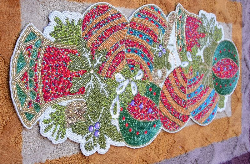 Beaded Hand Embroidered Table Runner