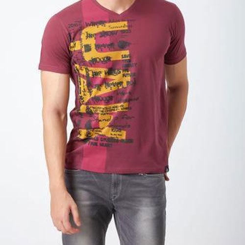 Mens Printed V Neck T-Shirts, Size : L, XL