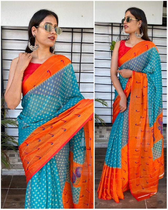 Pathani Style Pattern Brasso Saree