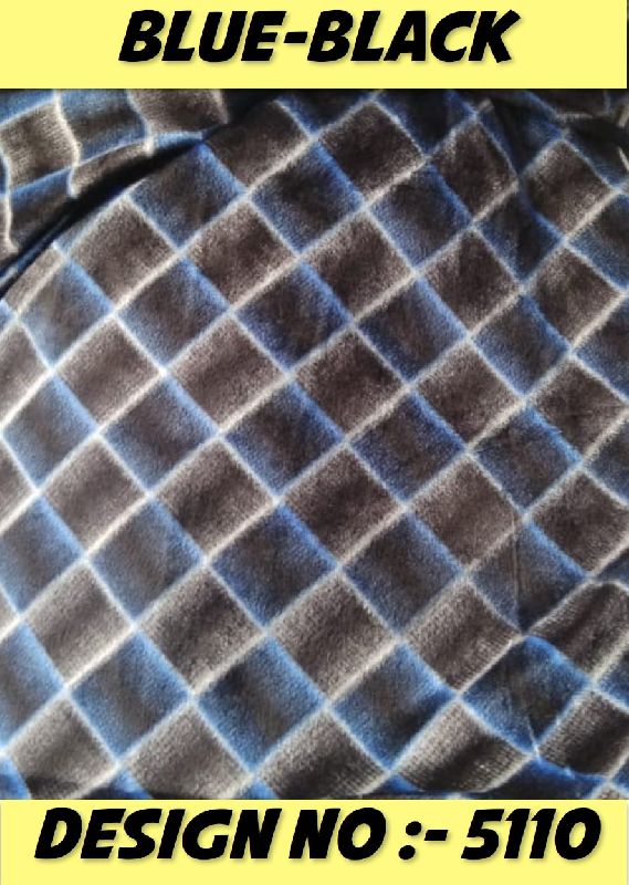 Blue & Black Raising Print Velvet Fabric