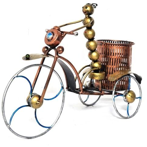 Polished Iron Handicraft Rickshaw Showpiece