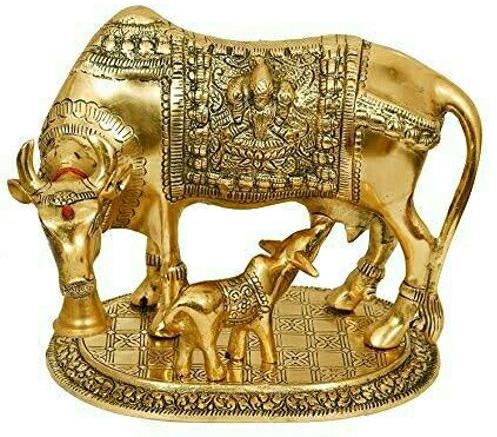 Polished Metal Cow Statue, for Gifting, Home, Hotel, Office Decor, Style : Antique