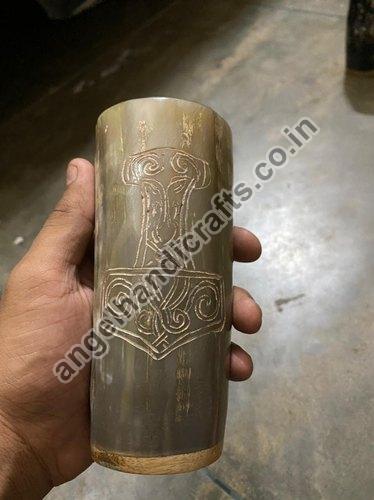 Horn Carved Glass, for Drinking Purpose, Color : Brown