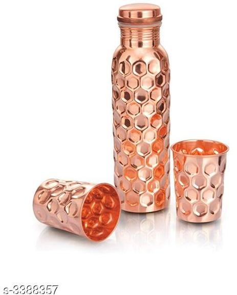 Sahi Hai Hammered Copper Water Bottle And Glass Set