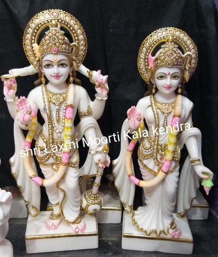 Painted Marble Vishnu Laxmi God Statue, Color : White, Yellow, Pink, Golden