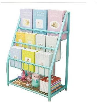 Three Storey Metal Book Rack, Color : Light Pink, Mint Green, White