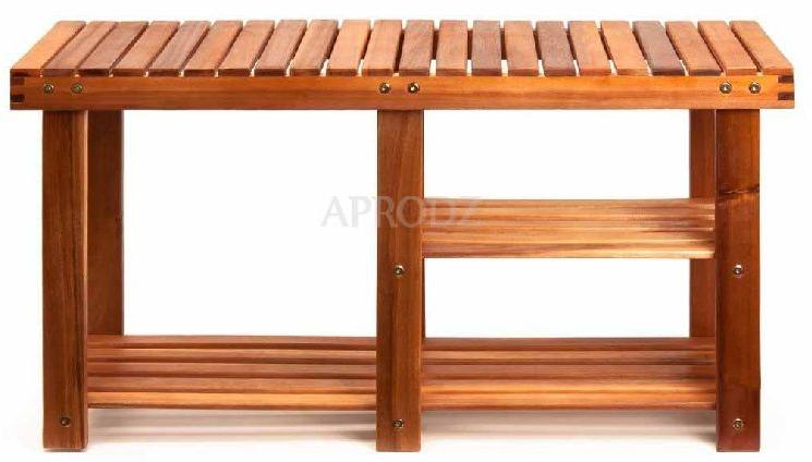 Solid Wood(Acacia Wood) Wooden Shoe Storage Bench, Color : Teak