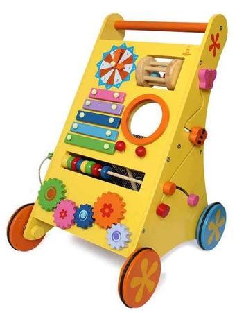 Hand Operated Wooden Activity Baby Walker, Color : Multicolor