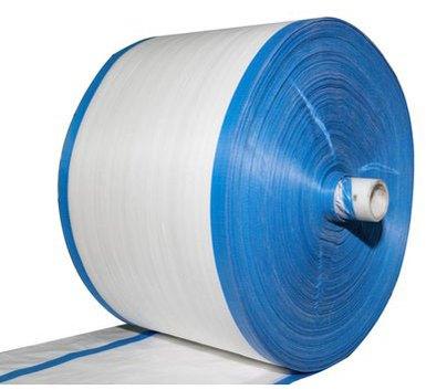 Polypropylene White & Blue Fabric Roll, Pattern : Plain