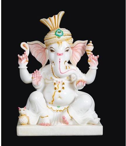 Virat Moorti Marble Fancy Ganesh Statue, for Home, Temple
