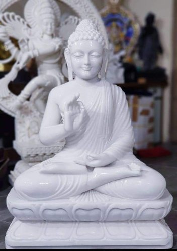 Polished Marble Buddha Statue, for Interior Decor, Pattern : Plain