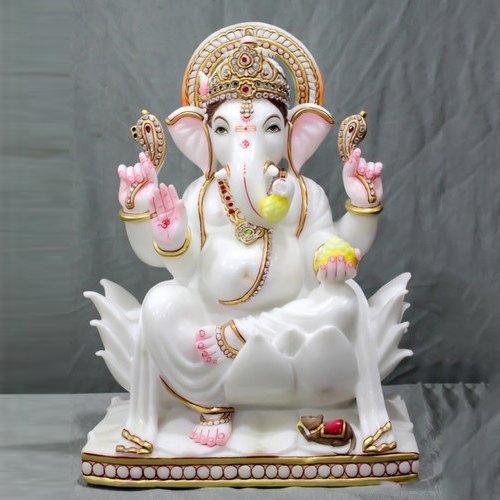 Polished Marble Ganpati Statue, for Temple, Size : Multisizes