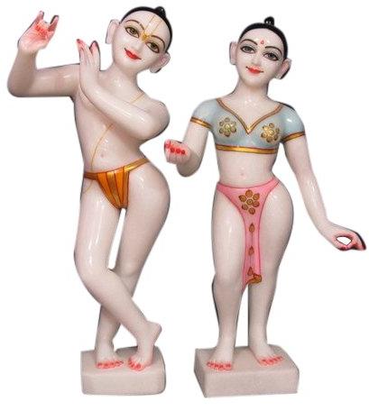 Marble Iskcon Radha Krishna Statue, for Worship, Pattern : Printed