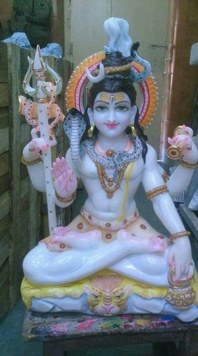 Marble Lord Shiva Painted Statue, for Worship , Size : 27 Inch ( Height)