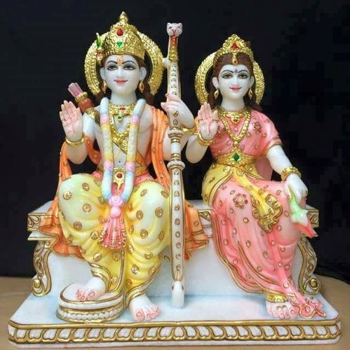 Marble Ram Sita Statue, for Worship, Packaging Type : Thermocol Box