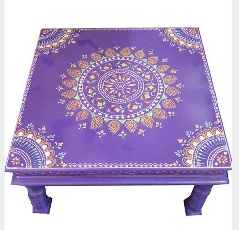 Kavya Arts Wood Printed Pooja Chowki, Size : 14 x 14 Inch