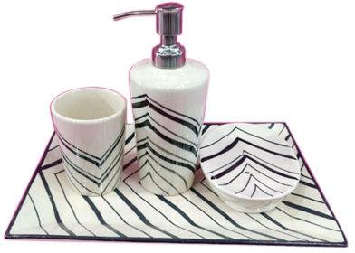 Glossy ceramic bathroom set, Color : Black, White