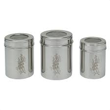 Ramson Stainless Steel Floral Design Canister Set