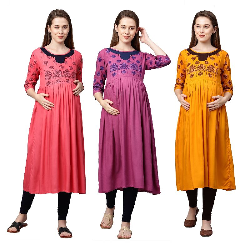 Buy Femeone Women Light Peach Cotton Maternity Kurti  L Online at Best  Prices in India  JioMart