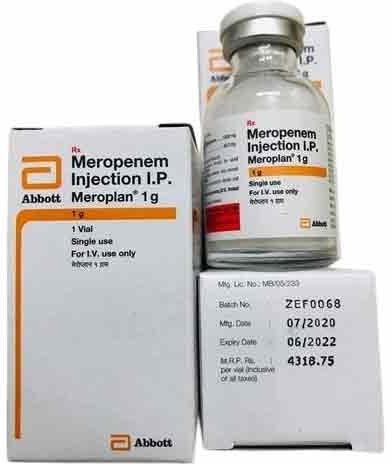 Meroplan Meropenem Injection, Packaging Type : Glass Bottle