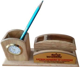 Wooden Pen Holder, for Home, Office, Color : Brown