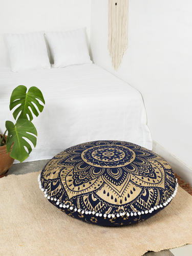 Round Cotton Printed Floor Cushion Cover
