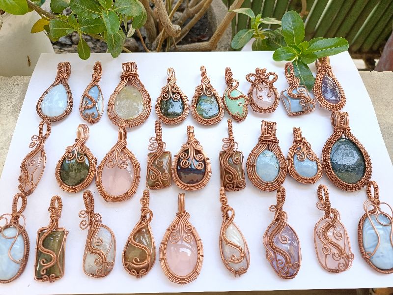 Wire wrapped pendants 100% natural stones handmade AAA quality