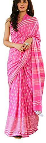 Pink KC-241 Maheshwari Cotton Printed Sarees