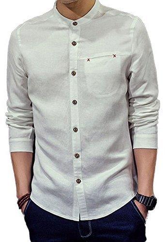 Slim Fit Mens Chinese Collar Shirts, Size : XL, XXL, Pattern : Plain at ...