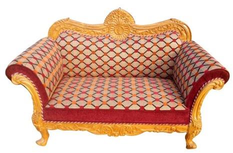 Two Seater Wooden Sofa, Seat Material : Velvet
