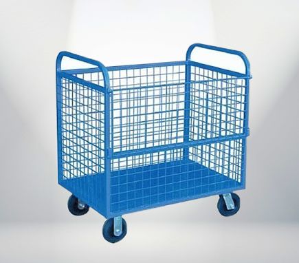 Manual Rectangular Metal PWP 231 Cage Trolley, for Handling Heavy Weights, Color : Blue