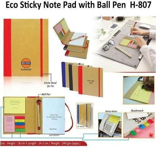 Eco Sticky Notepad With Ball Pen, for Promotional Gifting, Writing, Style : Antique, Comomon