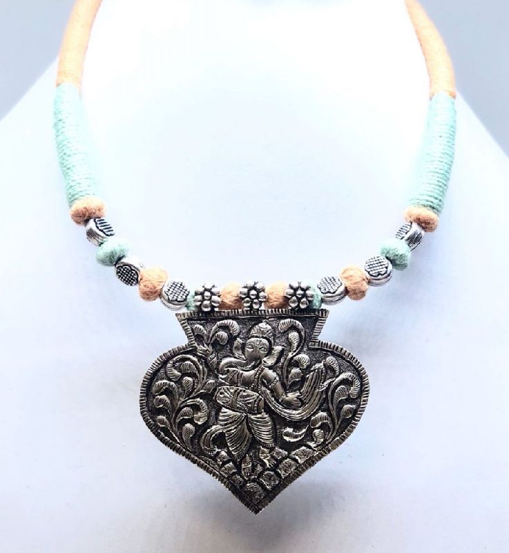 Antique Silver Oxidized Ganesha Necklace