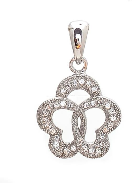 CZ Two Heart Joint Pendant