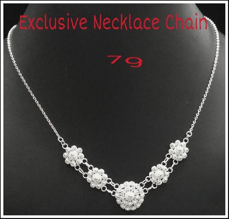 Filigree Exclusive Flower Necklace Chain, Color : Silver