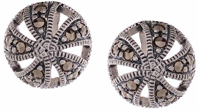 925 Sterling Silver Marcasite Round Studs