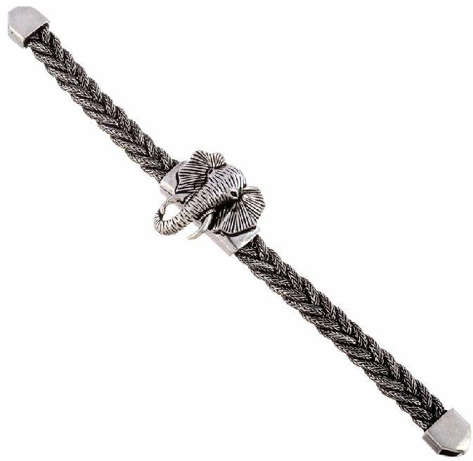Oxidised Silver Elephant Bracelet