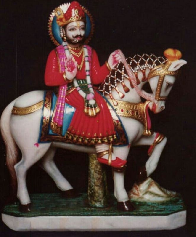 Marble Ramdev Statue, for Worship, Temple, Pattern : Painted