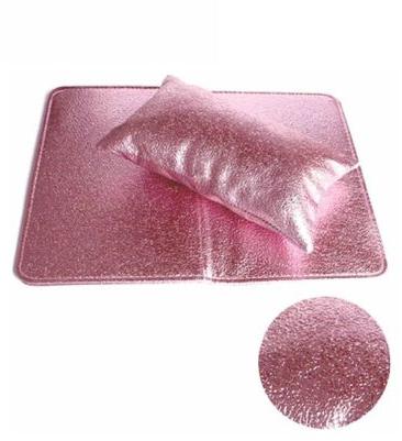Xpress Pro Faux Leather + Sponge Shimmer Nail Cushion, Color : Golden, Silver, Pink