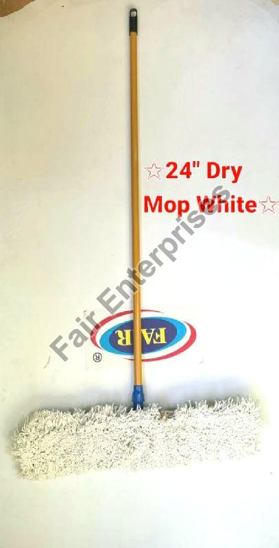 With Iron ROd Manual Cotton 24'' Dry Mop White, for Home, Hotel, Office, Floor Cleaning, Feature : Proper Finishing