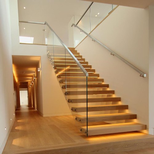 Mild Steel Floating Hanging Cantilever Staircase, Color : Yellow Zinc