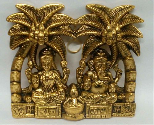  Color Coated Aluminium Ganesh Lakshmi Statue, Color : Golden