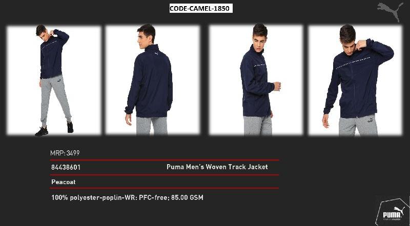 Black Plain polyester Puma track jacket