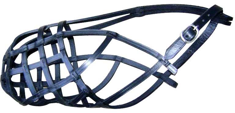 Leather Basket Muzzle, Color : Black 