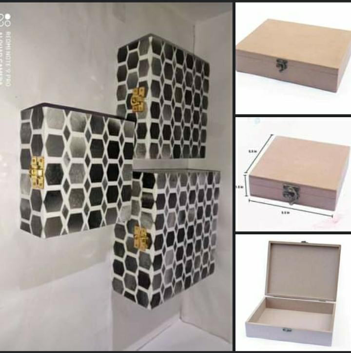 Polished Printed Wood MDF Resin Box, Size : 5x5x3, 7x7x4, 9x9x5
