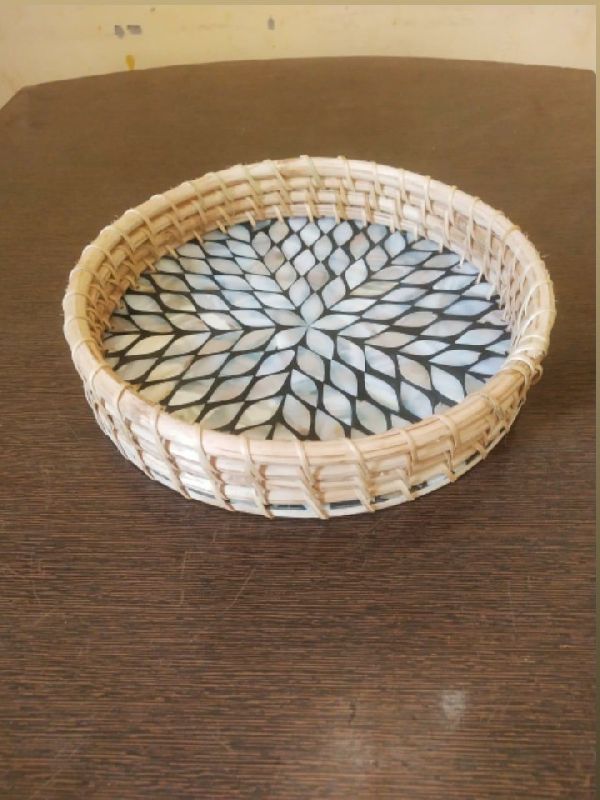 Mother of Pearl Round Serving Tray, Size : Multisize