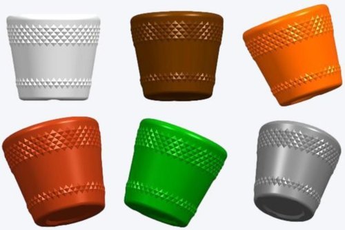 Round Plastic Planting Diamond Pots, Color : Red, Green, Orange, White, Grey, Brown, many more..